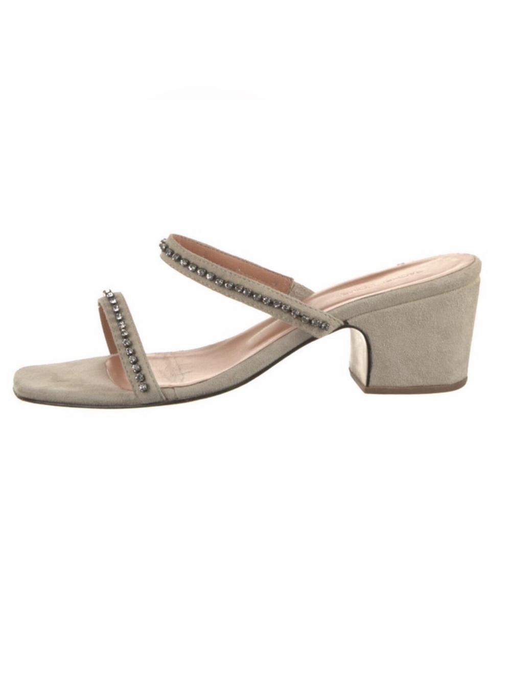 Rachel Comey size 10 Beige Suede Strap Block Heel Sandal with Crystal Trim